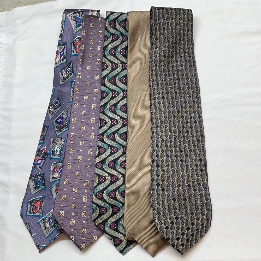 Vintage Mens Silk Tie Lot 5pc‎ Zaravat Georgio Pier Olivier Armando Ki-Ki Milan
